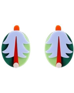 Gissa Bicalho Handmade Acrylic Earring Short Alecrim - Blue