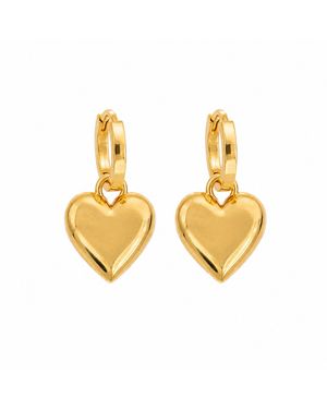Cier Huggie Heart Drop Earrings - Metallic