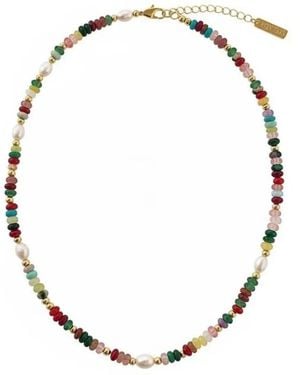 Angel Barocco Multi-Coloured Natural Stone Pearl Necklace - Metallic