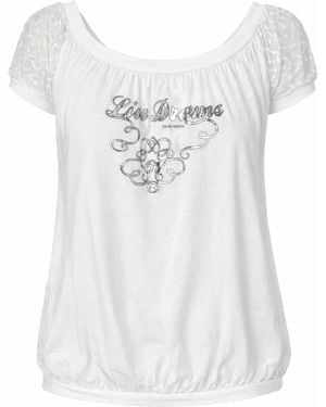 Conquista Embroidered Scoop-Neck Short-Sleeve Top - White