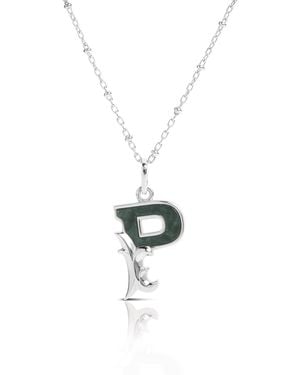 Kasun Solid P Initial Necklace With Marble - Metallic