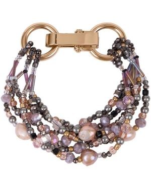 Saachi Amethyst Beaded Layered Bracelet - Metallic