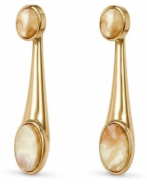 By Ozge Champagne Enamel Drop Plated Earrings - Metallic