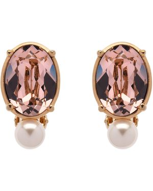 Emma Holland Jewellery Vintage Rose & Pearl Clip Earrings - Pink