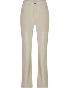 NAZLI CEREN Tora Vegan Leather Straight Leg Pants - Natural