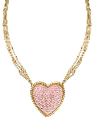 Adriana Pappas Designs Chained Pave Heart Necklace - Metallic