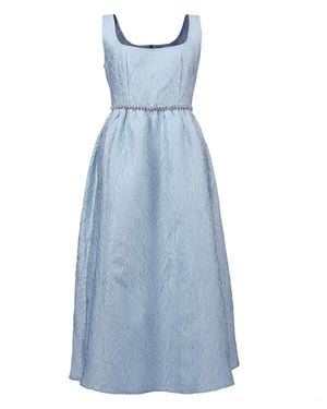 Smart and Joy Fit-And-Flare Textured Jacquard Dress - Blue
