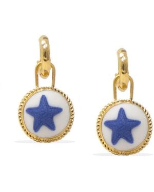 Vintouch Italy Vermeil Starfish Hoop Earrings - Blue