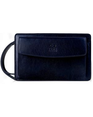 Time Resistance Leather Clutch Purse - Blue