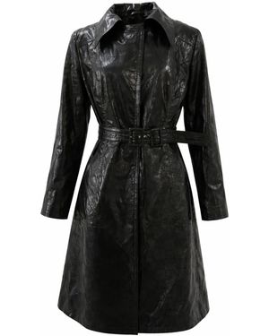 Zasta Studio Resurrection Leather Trench Coat - Black