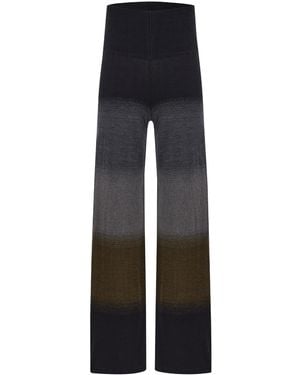 Peraluna Colour Transition Bell Bottom High-Waisted Knit Trousers - Blue