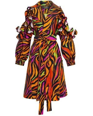 Byvinnik Ruffle Trench Coat - Red
