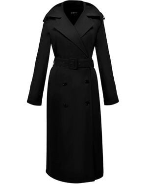 Smart and Joy Classic Belted Trench Coat - Black