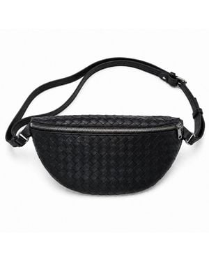Mauritius Woven Leather Crossbody Bag Parker - Black