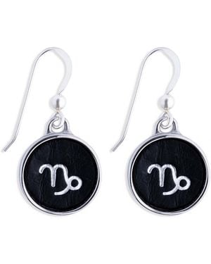 N'damus London Zodiac Capricorn Leather Earrings - Black