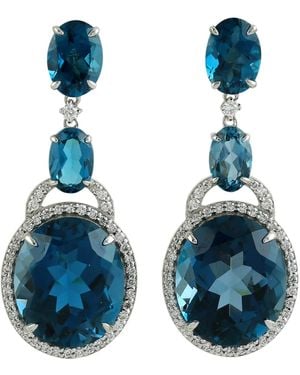 Artisan London Topaz & Diamond Drop Earrings - Blue