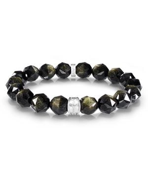 AWNL Golden Obsidian Rune Beaded Bracelet - Black