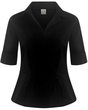 Why Mary The Kate Short Sleeve Cotton Shirt Blouse - Black