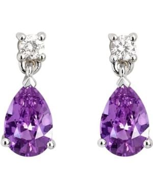 Juvetti Pisa Sapphire & Diamond Pear Drop Earrings - Purple