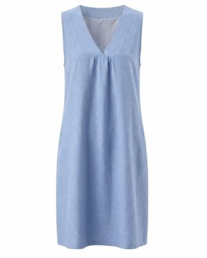 Luella Fashion Clemence Sleeveless V-Neck Linen Dress - Blue