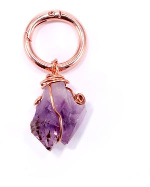 Mineralgems•Studio Amethyst Crystal Bag Charm - Purple