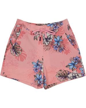 lords of harlech Penelope Exotic Floral Coral Drawstring Short - Red