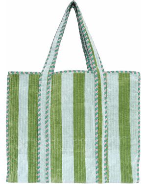 Conscious Yoga Collective The Striped Velvet Tote - Green