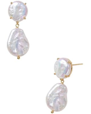Saachi Freshwater Pearl Drop Earrings - Metallic