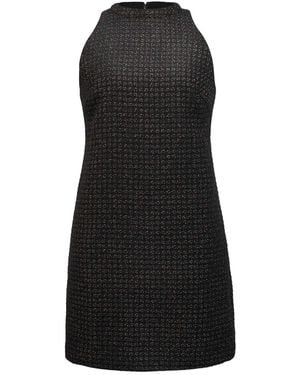 Smart and Joy Sleeveless Tweed Trapeze Short Dress - Black