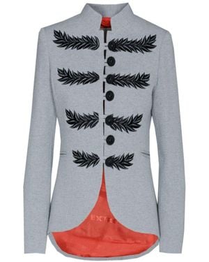 The Extreme Collection Tailored Pearl Blazer With Embroidery Cipriani - Gray