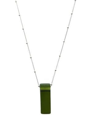 Smart Glass Jewelry Recycled Wine Bottle Stiletto Necklace Pine Sterling - Metallic