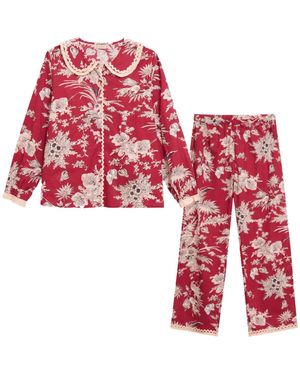 Inara Shiraz Bouquet Floral Cotton Pyjamas - Red