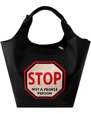 Lilly Loves Stop Not A People Person Bucket Bag - Black