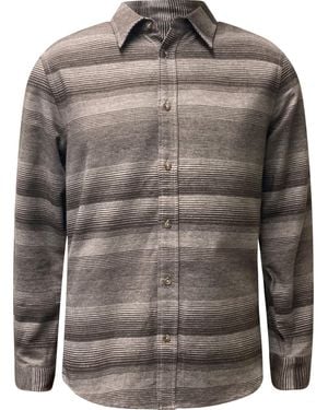 Vustra Shasta Stripe Button-Down Light Flannel Shirt - Grey