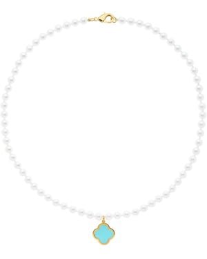 Emma Holland Jewellery Pearl & Enamel Flower Pendant - White