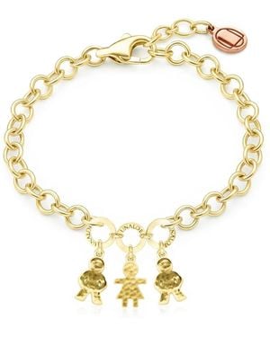 Unaloe Adjustable Plated Bracelet For Mom, With Three Charms Two Boys And One Girl, Perfect Gift For Moms And Families - Metallic