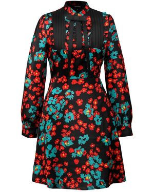 Smart and Joy Ascot-Tie Flower Print Mini Dress - Red