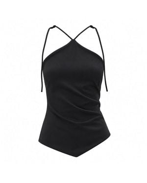 Elamins V-Hem Halter Top - Black