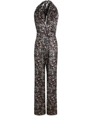 Sarvin Floral Velvet Backless Jumpsuit - Multicolor