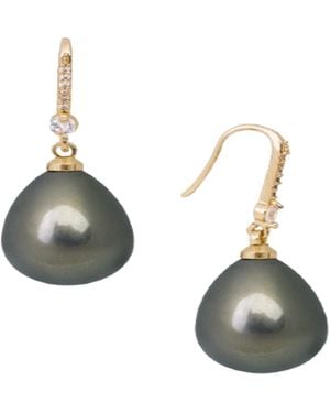 Saachi Colored Pearl Dangle Earrings - Green