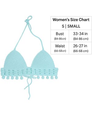 Springmoonatelier Summer Beach Crochet Strappy Knit Boho Strappy Crop Small - Blue