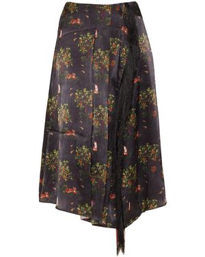 Ashaki The Shanti Tiger Pleat Skirt With Fringe - Brown