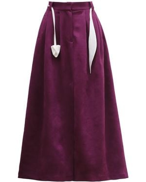 Julia Allert Casual Chic Front Slit Suede Skirt - Purple