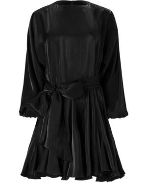 Lita Couture Asymmetric Pure-Silk Mini Dress - Black