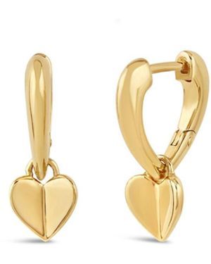 Dinny Hall Folded Heart Drop Hoops - Metallic