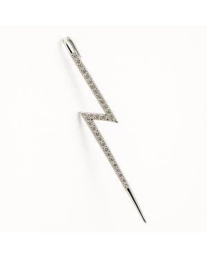 Kaizarin Sterling Lightning Bolt And Crystal Ear Cuff/ Earring - Metallic