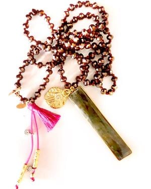 Persia Dona Jewelry Labradorite Magical Necklace - Red