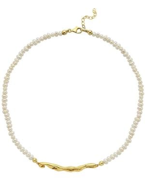 LINYA JEWELLERY Pontus Horizontal Pearl Necklace - Metallic