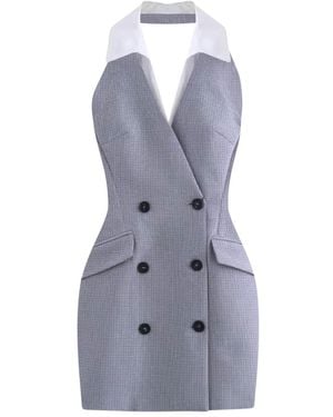 Unum Diem Light Halter Neck Mini Blazer Dress With Collar Detailing - Blue