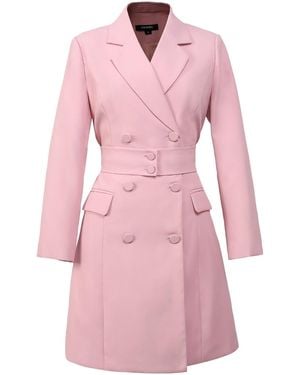 Smart and Joy Belted Tailor Coat - Pink